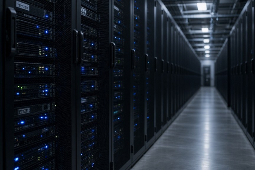 Datacenter aisle with server racks